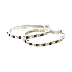 Silver 925 Fascinating Stones Hoops Earrings‎